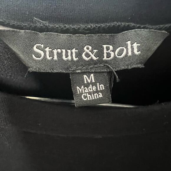 STRUT & BOLT Sequin Sleeve Crew Neck Top Embellished Stretch Black Size Medium - Picture 4 of 6